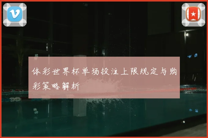 体彩世界杯单场投注上限规定与购彩策略解析